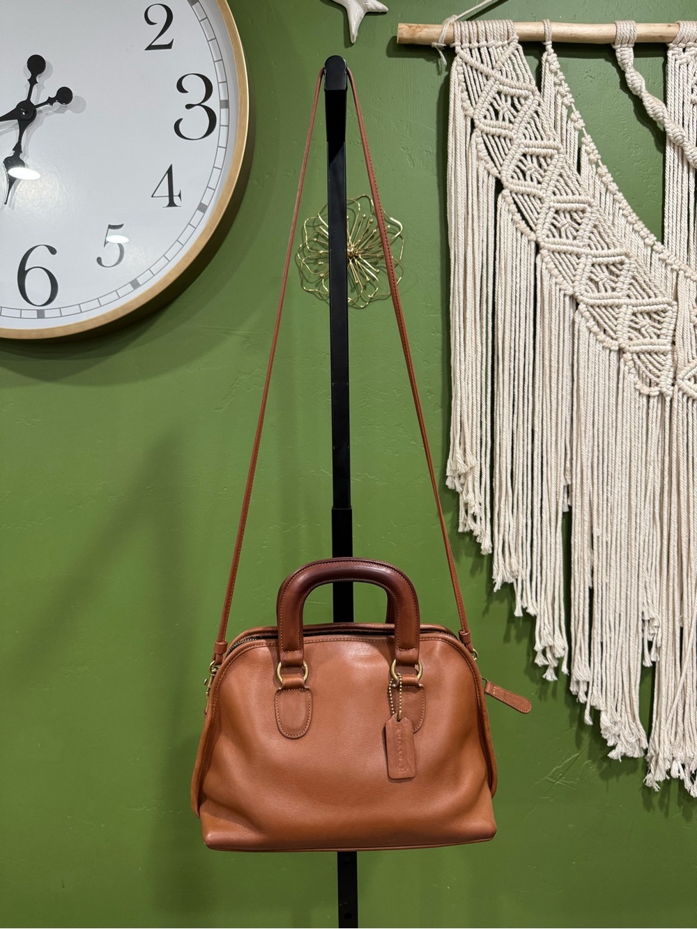 Coach Vintage Baxter British Tan Leather Satchel with Detachable Strap